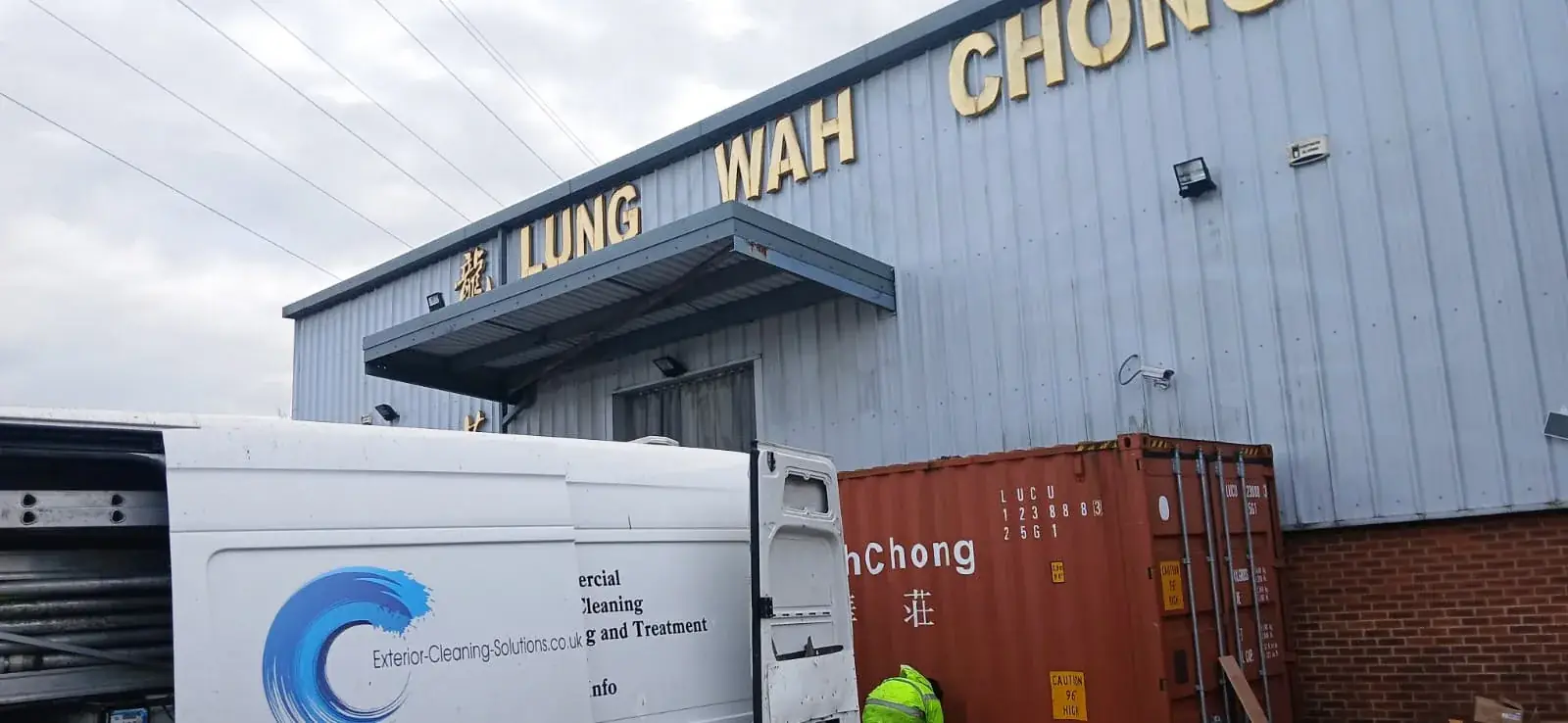 ECS van at Lung Wah Chong warehouse - commercial exterior cleaning, Oxford