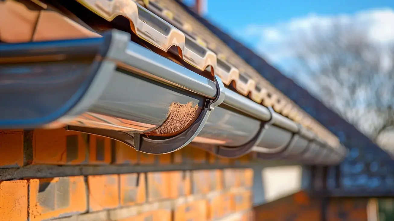 Commercial gutter clearing with professional vacuum system