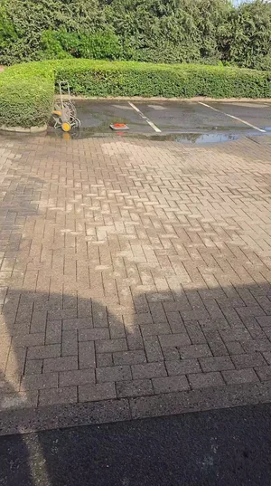 commercial car park block paving pressure washed algae moss removal