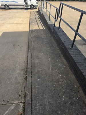 Before_after_composite - commercial concrete loading bay algae staining debris accumulation, Rugby.