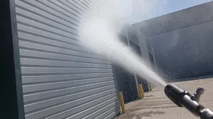 commercial industrial unit metal cladding hot water pressure washed