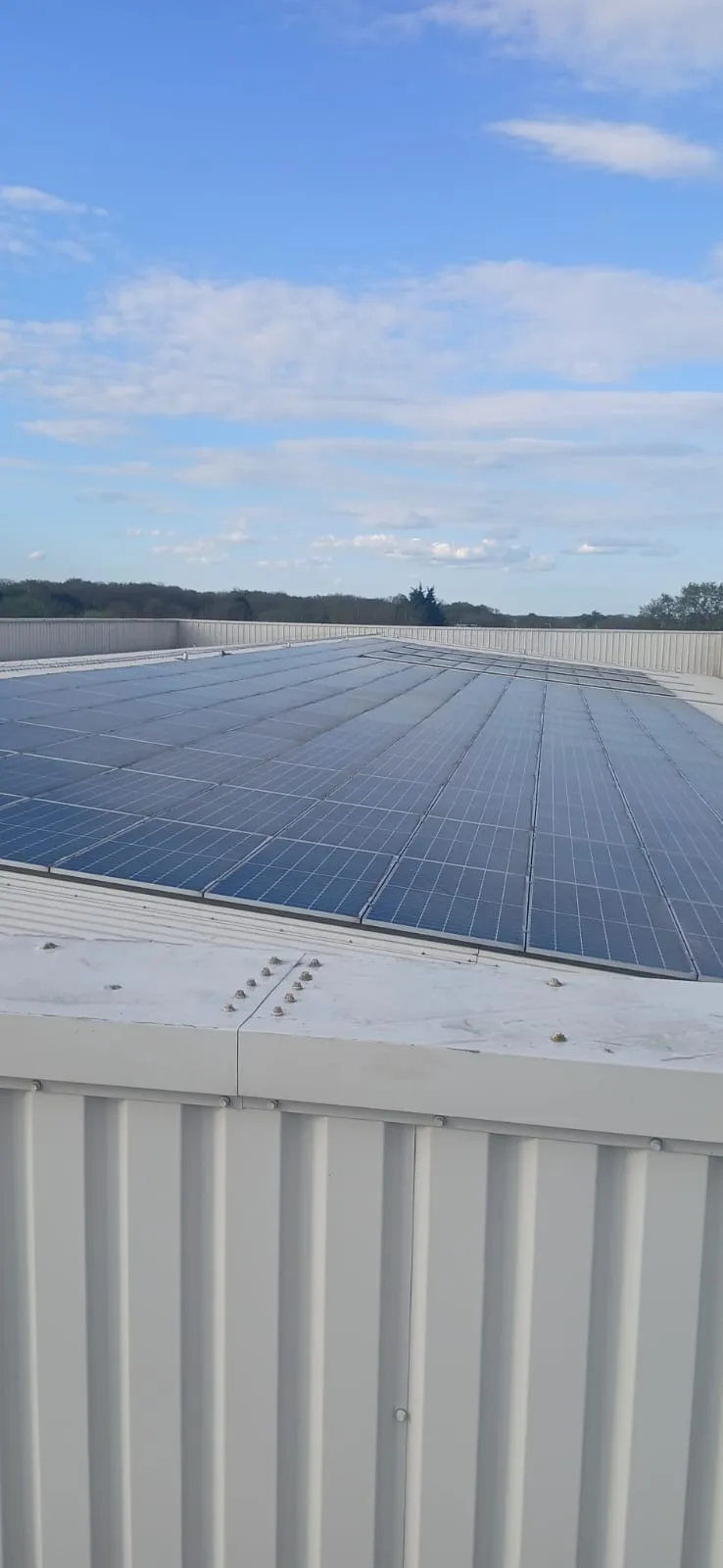 Commercial warehouse after exterior cleaning - clean cladding and roof, Desborough industrial estate