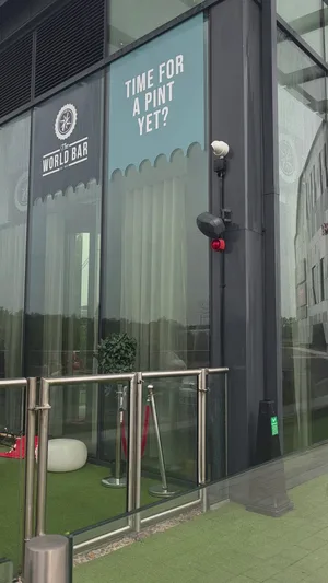 commercial venue large glazing facade atmospheric grime exterior