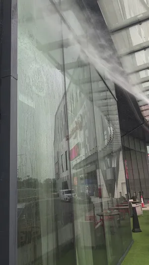 commercial venue curtain wall glazing WFP pure water cleaning