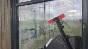 commercial school window water fed pole brush cleaning