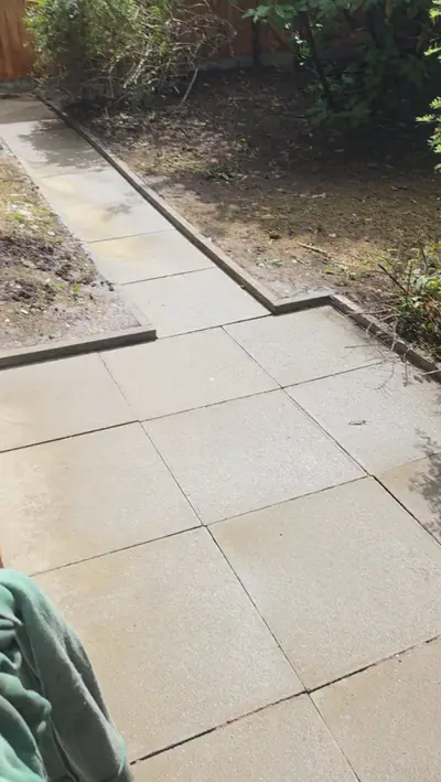 Concrete flag patio and path after cleaning - Luton