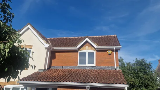 After - residential clay tile roof algae moss biocide treatment northampton, Northampton.