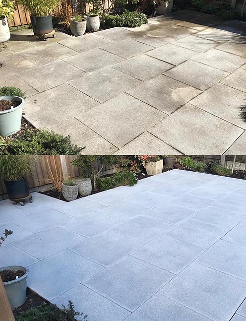 jet washed stone paving before and after